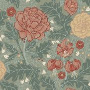 Camille floral Wallpaper Green Pink