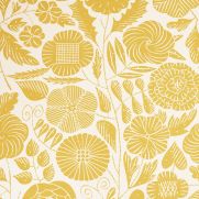 Eden Linen Fabric Lemon Yellow Floral