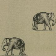 Elephant Printed Linen Fabric
