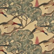 Flying Ducks Linen Fabric