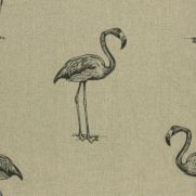 Sample-Flamingo Printed Linen Fabric Sample