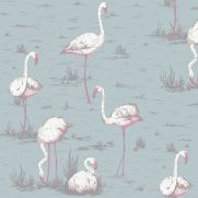 Flamingos Linen Union Fabric
