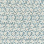 Flower Press Cotton Fabric Soft Blue