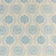 Hornfleur Linen Fabric Blue Trellis Printed