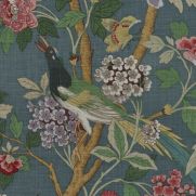 Sample-Hydrangea Bird Archive Linen Fabric Sample