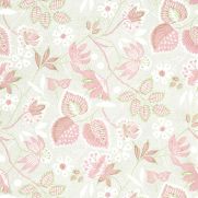 Indienne Hazel Wallpaper in Blush Pink and Green