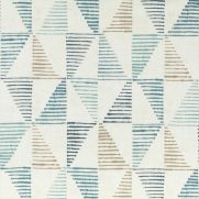 Kaya Linen Fabric Indigo Blue Geometric