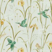 Kingfisher and Iris Satin Fabric