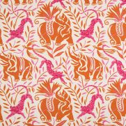 La Jungle Linen Fabric Hot Pink Orange