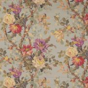 Lady Kristina Grey Floral Printed Velvet Fabric