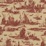 La Peche Maritime Cotton Fabric Dark Red Toile