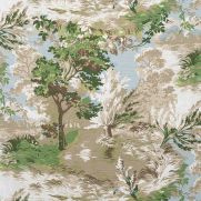 Lincoln Toile Fabric Green and Beige
