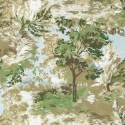 Lincoln Toile Wallpaper Green and Beige Tree