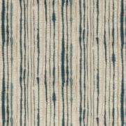 Linear Linen Fabric Indigo Blue Turquoise Striped