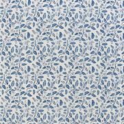 Malabar Linen Fabric Porcelain Blue Leaf Print