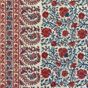 Mallow Border Fabric in red and blue