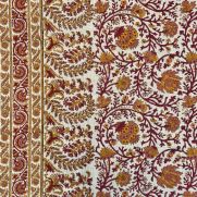 Mallow Border Fabric in red and gold