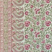 Mallow Border Fabric in pink and green