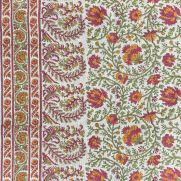 Mallow Border Fabric in pink orange and green