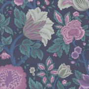 Midsummer Bloom Purple and Teal Wallpaper