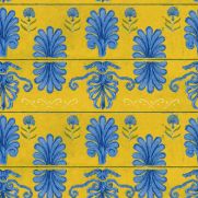 Mykonos Villa Motif Wallpaper Lemon Yellow Blue