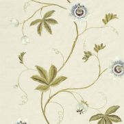 Passion Vine Embroidered Fabric Sage Green
