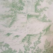 Pompadour Toile Fabric Peapod Green Linen