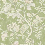 Pondicherry Cotton Fabric Green Floral Printed