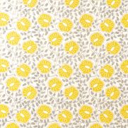Punch Paisley Linen Fabric Lemon Yellow Grey
