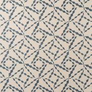 Puzzle Linen Fabric Navy Blue Geometric