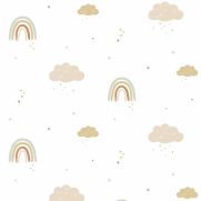 Rainbows Children's Wallpaper in Mustard and Rose