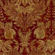 Red Velvet Damask Fabric