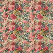 Rose and Peony Fabric Red Pink Green Floral