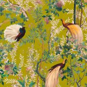 Sample-Royal Garden Birds Velvet Fabric Sample