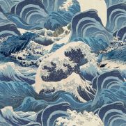 Sea Waves Wallpaper Light Blue