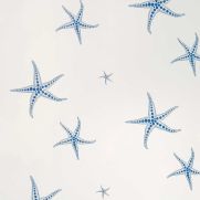 Starfish Wallpaper Blue on Parchment