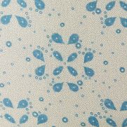 Starflower Linen Fabric Blue Printed