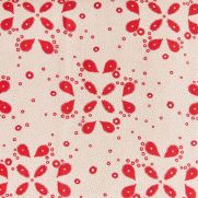 Starflower Linen Fabric Red Printed