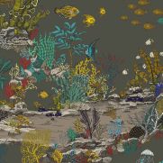 Underwater Jungle Wallpaper Graphite Grey Jewel Highlights