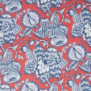 Westmont Linen Fabric Red and Blue Floral