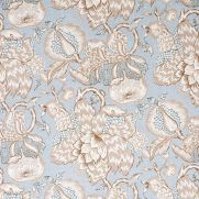 Westmont Linen Fabric Spa Blue Large Floral