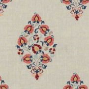 Wooton Embroidered Fabric Red Blue