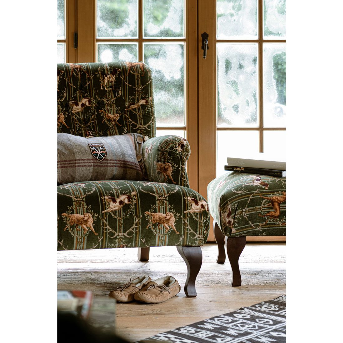 Mountain Dogs Velvet Green Velvet Upholstery Fabric