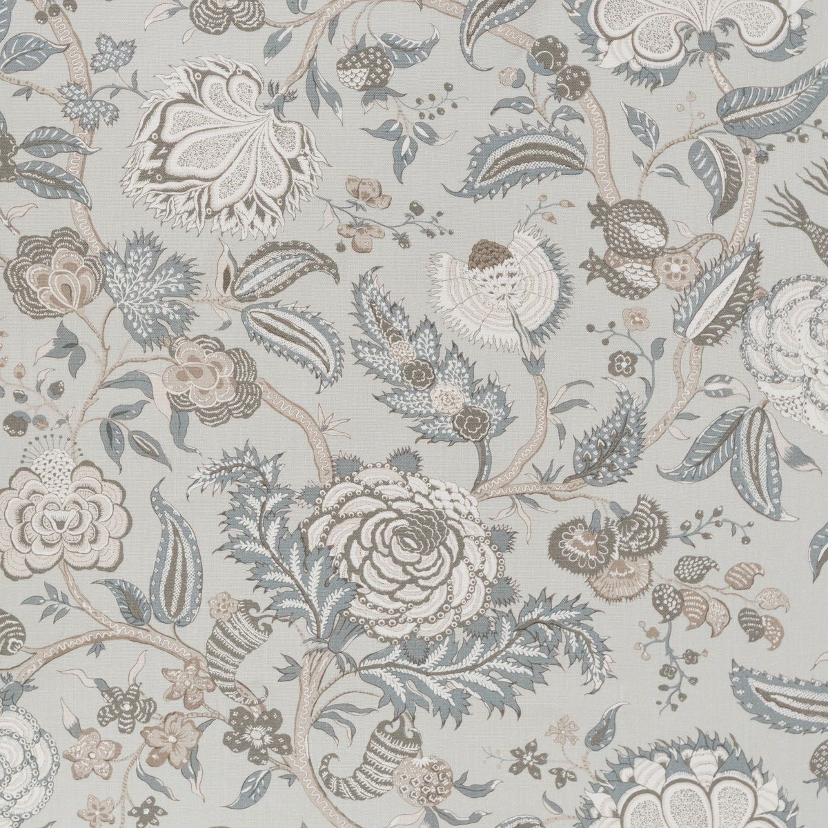Coromandel Linen Fabric in Aqua & Taupe | Titley & Marr