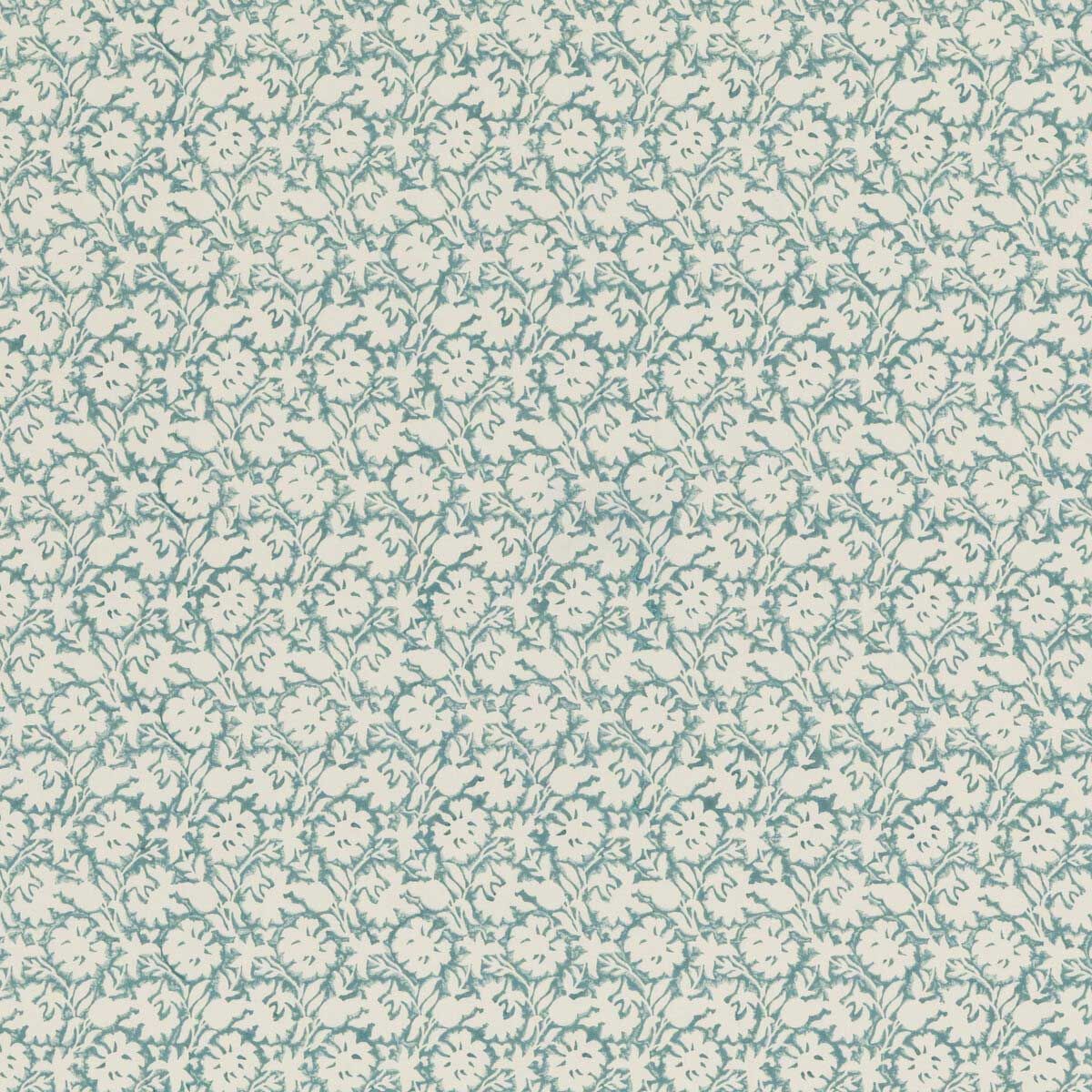 Flower Press Cotton Fabric in Aqua | Baker Lifestyle
