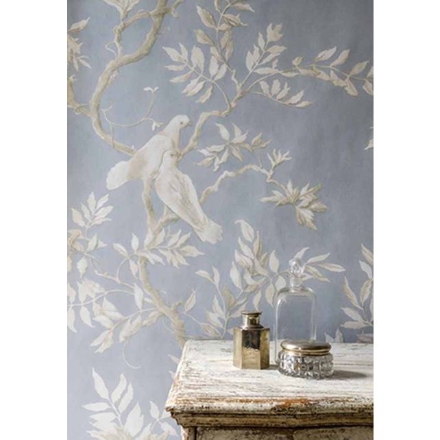Doves Wide Width Wallpaper | Pale Blue | Lewis & Wood