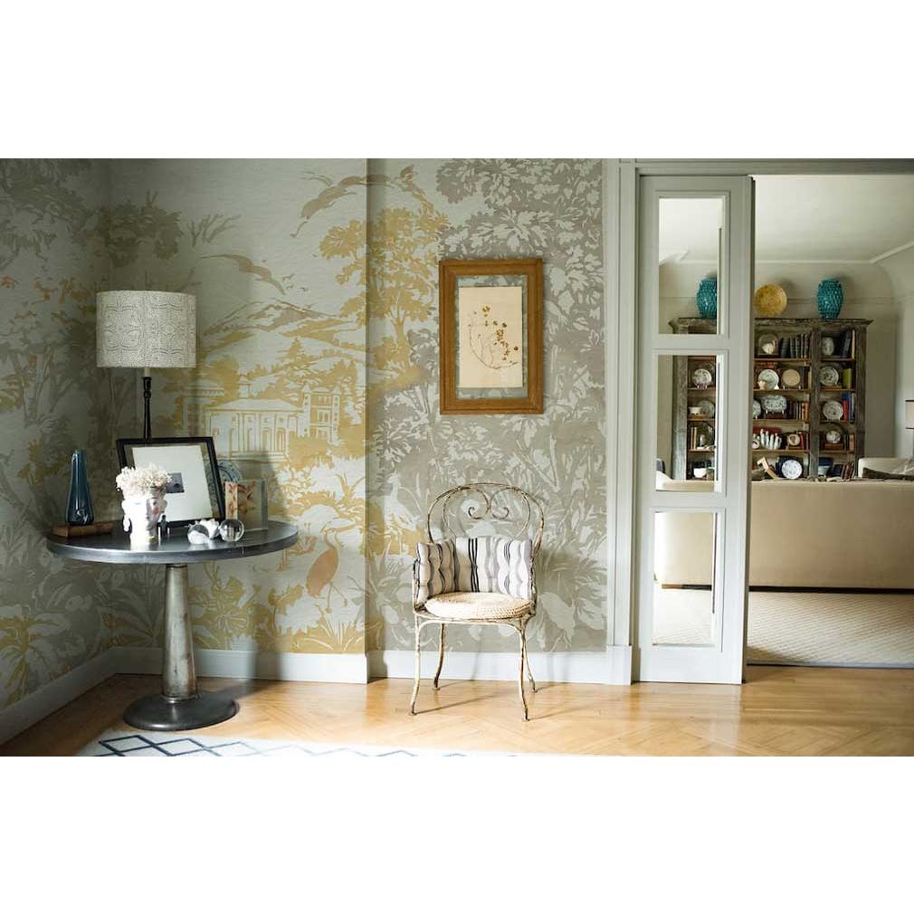 Wall Mural in Yellows Taupe Neutral Block Print Wallpaper
