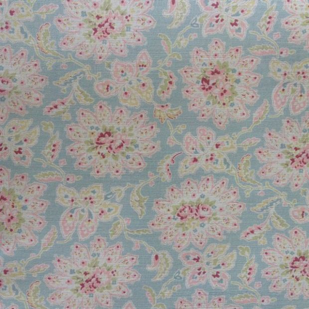 Duck Egg Blue Floral Fabric