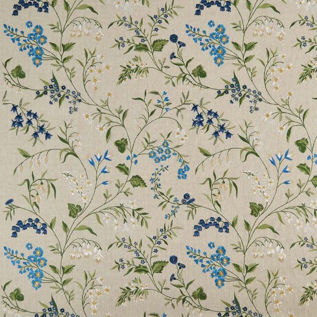 Blue Floral Embroidery Fabric