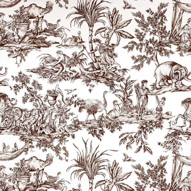 Antilles Toile Cotton Fabric Brown